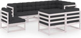 vidaXL Muebles De Jard&iacute;n 8 Pzas Y Cojines Madera Maciza Pino Vidaxl