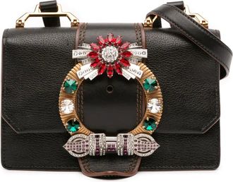 Miu Miu Borsa a tracolla Madras Soft in pelle di capra e di vitello con decorazione con cristalli 2010-2025 - Nero