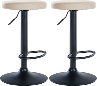 Clp Clp - Set De 2 Taburetes De Bar Ponte En Polipiel Crema Metal Negro Mate