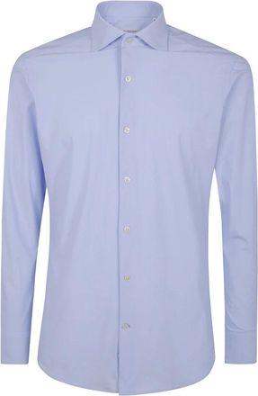 Tintoria Mattei Technische Shirt - Heren - Zakelijke Overhemden - Blauw - L - Leer - Overhemden