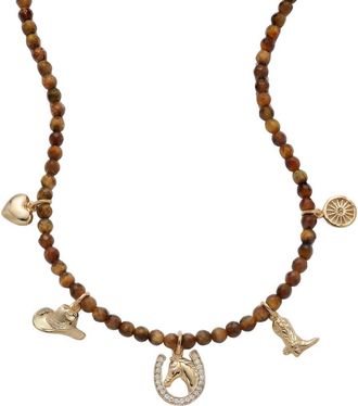 Argento Vivo Tigers Eye Charm Necklace in Gold at Nordstrom