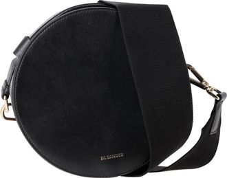 Jil Sander Small Drum Bag in Black Leather