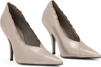 AllSaints Vera Leather Pump in Silver at Nordstrom, Size 11