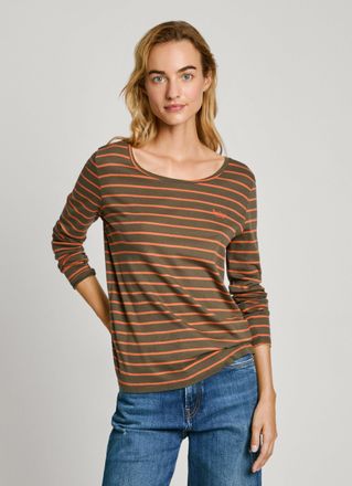 Pepe Jeans London T-Shirt PEPE JEANS FINNA, Damen, Gr. L, gr&uuml;n (leaf gr&uuml;n), Jersey, Obermaterial: 95% Baumwolle, 5% Elasthan, slim fit, Shirts T-Shirt