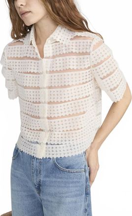 Frame Denim The Lattice Crochet Blouse In Cream