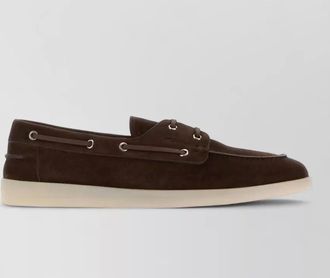 Prada suede moc toe loafers metal eyelets