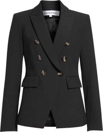 Veronica Beard Miller Stretch Crepe Dickey Jacket in Black at Nordstrom, Size 14