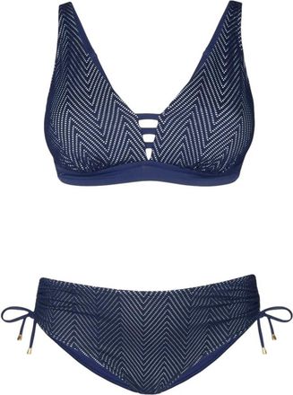Fiorella Rubino Bikini met chevron mesh - Dames - Bikinis - Blauw - L - Polyester - Badmode