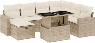 vidaXL Set De Sof&aacute;s De Jard&iacute;n Y Cojines 8 Piezas Rat&aacute;n Sint&eacute;tico Beige Vidaxl