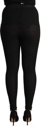 Dolce & Gabbana Womens Black Cashmere Stretch Waist Tights Pants
