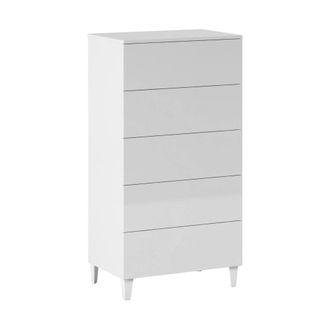 Dmora Cajonera Con Cinco Cajones, Color Blanco Brillo, 61 X 117 X 40 Cm., Con Embalaje Reforzado - Dmora
