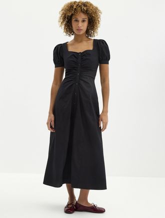 Ever New Womens Taryn long buttoned poplin dress