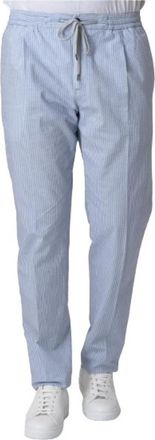 Pantaloni Torino Seersucker Gestreepte Broek - Heren - Slim Fit Broeken - Blauw - 4XS - Broeken