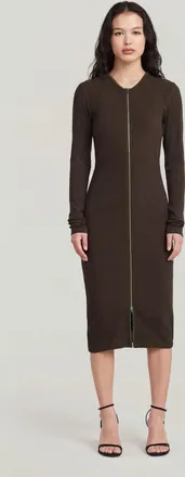 G-Star 2 Way Slim Rib Jurk - Bruin - Dames