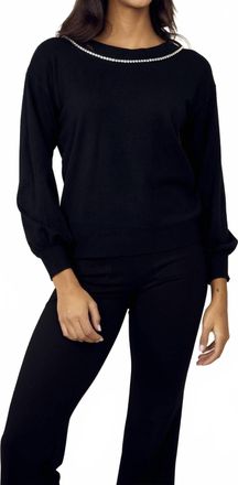 Frank Lyman Design V-Neck Jewel Embellished Sweater In Black