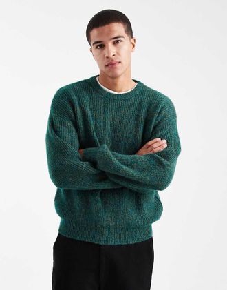 Cotton On Maglione girocollo lanuginoso squadrato verde