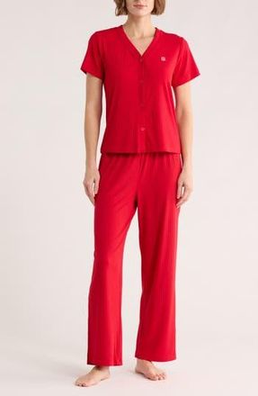 Tommy Hilfiger Ribbed Long Pajamas in Tango Red at Nordstrom Rack, Size X-Large