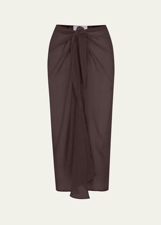 Anemos Bamboo Cotton Gauze Wrap Midi Skirt Coverup