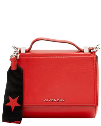 Givenchy Red Calfskin & Nylon Pandora Box Logo Strap Mini Shoulder Bag (Authentic Pre-Loved)