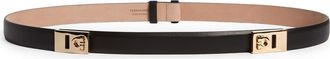 Ferragamo Donna Double Gancio Expandable Leather Belt in Black at Nordstrom, Size 100