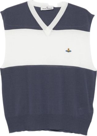 Vivienne Westwood Gestreepte V-hals Mouwloze Tops - Heren - Spencers - Veelkleurig - M - Truien & Vesten