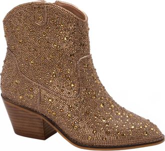 Corkys Footwear Womens Shine Bright Rhinestone Ankle Bootie In Gold