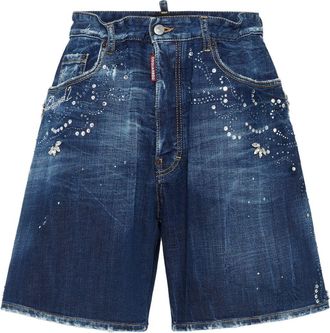 Dsquared2 Shorts denim con strass - Blu