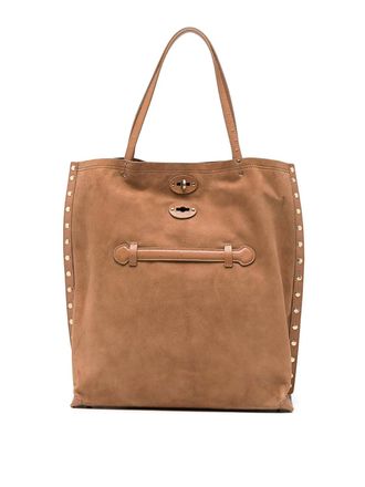 Zanellato Medium passeggiata bag in camel suede leather