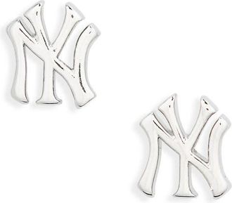 Luv AJ New York Yankees Logo Stud Earrings in Silver at Nordstrom