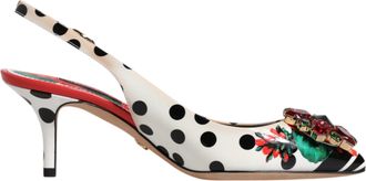 Dolce & Gabbana Multicolor Leather Crystal Heels Slingback Womens Shoes (Pre-Owned)