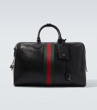 Gucci Web Trademark Medium leather duffel bag