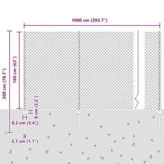 Berkfield Home Protective Chain Link Fence with 20 U Posts Grey 1.6x10 m Steel