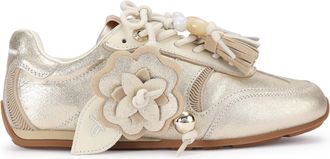 Kurt Geiger Womens Leather Lennon Sneakers - Gold - Size UK 8