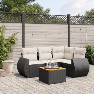 vidaXL Vidaxl - Set De Muebles De Jard&iacute;n 5 Pzas Y Cojines Rat&aacute;n Sint&eacute;tico Negro