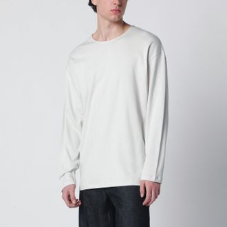 Christophe Lemaire Chalk-colored cotton and silk interlock T-shirt