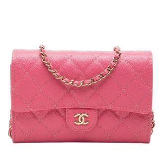Chanel Pre-owned Matelasse Caviar Shoulder Bag - Dames - Pre-owned - Roze - Maat: ONE Size Leer