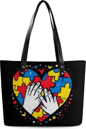 Generic Awareness Hands Heart Tote Bags for Women Cute Shoulder Purses Handbags