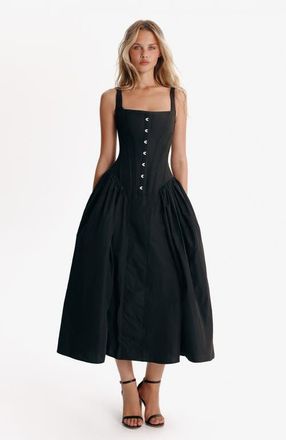 Milla Structured Corset Midi Formal Occasion Dress in Black at Nordstrom, Size 6