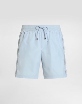 Dolce & Gabbana Swim Boxer Shorts In Fabric - Man Beachwear Light Blue 3