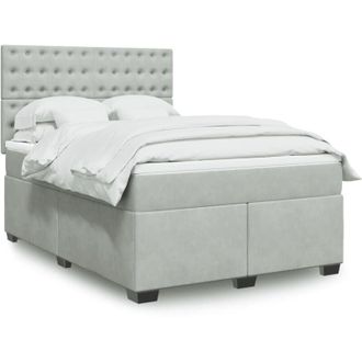 vidaXL Vidaxl - Cama Box Spring Con Colch&oacute;n Terciopelo Gris Claro 140x200 Cm