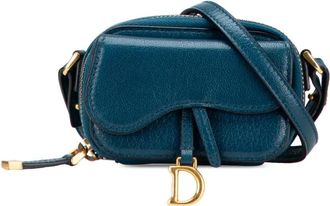 Dior Borsa a tracolla Saddle mini in pelle di capra 2021 - Blu