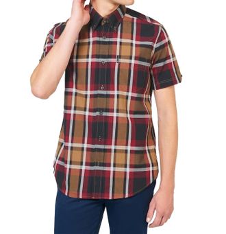 Ben Sherman Block Check Short Sleeve Shirt In Red