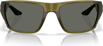 Costa 59mm Finlet Polarized Rectangle Sunglasses in Seagrass /Gray 580G at Nordstrom