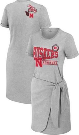 WEAR by Erin Andrews Womens WEAR by Erin Andrews Heather Gray Nebraska Huskers Knotted T-Shirt Dress at Nordstrom, Size Xx-Large