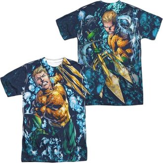 Gildan Justice League of America Trident (Front/Back Print) Short Sleeve Adult Poly Crew Tee / T-Shirt