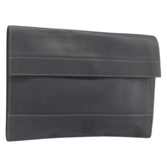 Loewe Pre-owned Leather clutches - Dames - Pre-owned - Grijs - Maat: ONE Size Leer