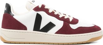 Veja V-10 Leather Burgundy Accent Sneakers