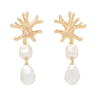 Self Portrait Coral Pearl Earrings - female - Self Portrait - Earrings - Yellow - ONE SIZE - Accessories