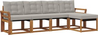 vidaXL Conjunto De Sof&aacute;s De Exterior 5 Uds. Gris Natural Y Claro Vidaxl