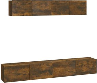 vidaXL Set de muebles de TV 4 pzas madera contrachapada roble ahumado vidaXL